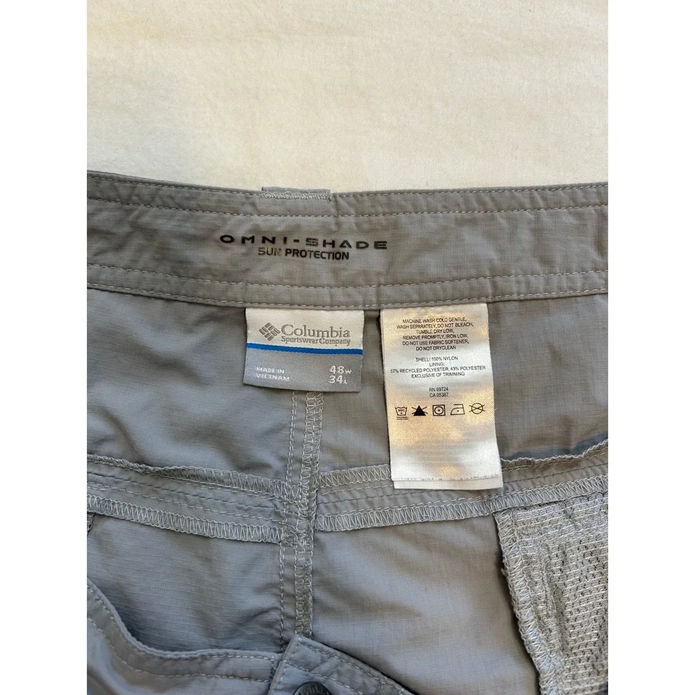 Columbia Silver Ridge Cargo Shorts Mens 48 Grey Omni-Shade‎ Hiking Outdoor UPF
